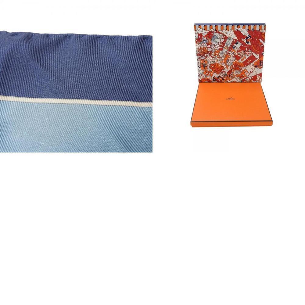 HERMES Authentic Blue Silk Scarf - Picture 10 of 11